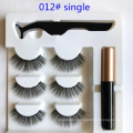 Natural New model  OEM  High quality 3 pairs Magnetic eyelash with tweezer and eyeliner